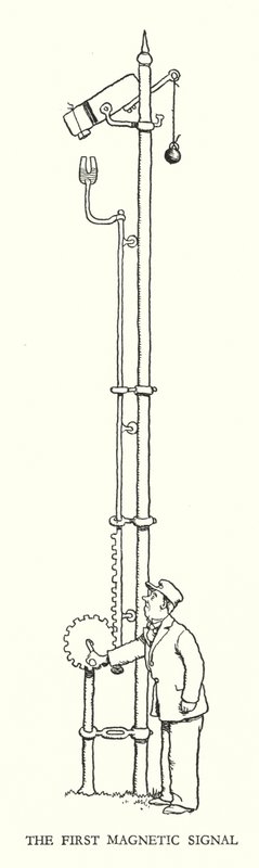 Illustration til Railway Ribaldry af W Heath Robinson (litho) af William Heath Robinson