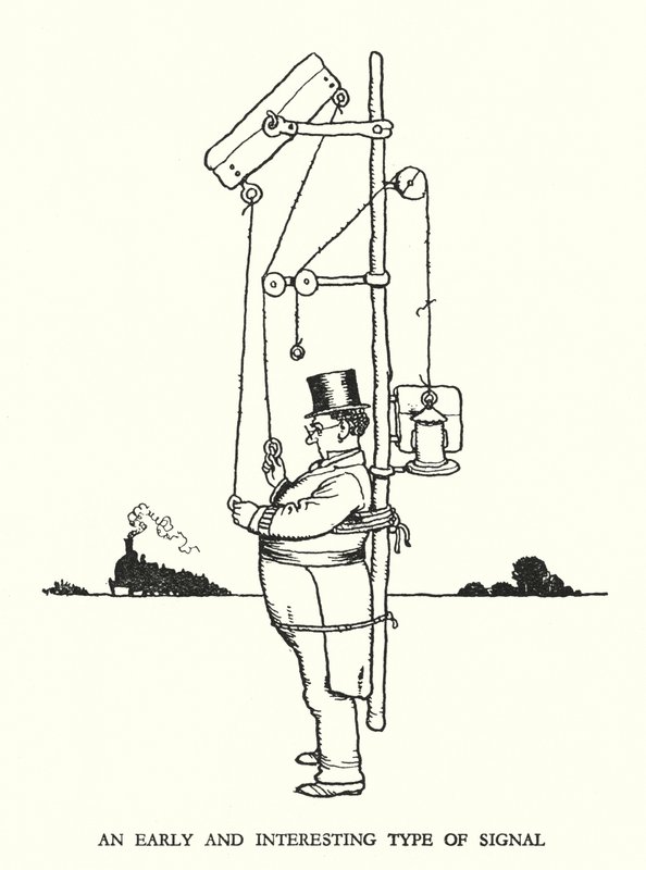Illustration til Railway Ribaldry af W Heath Robinson (litho) af William Heath Robinson