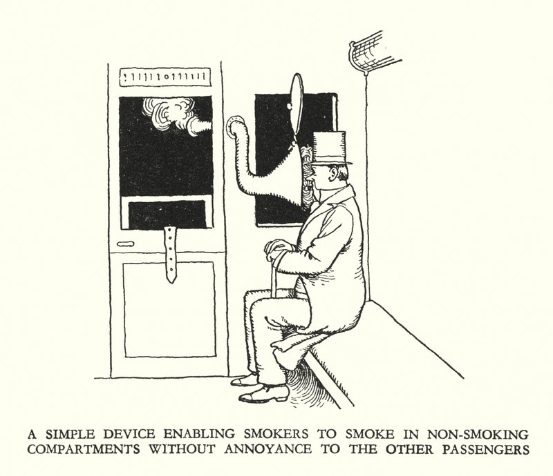 Illustration til Railway Ribaldry af W Heath Robinson (litho) af William Heath Robinson
