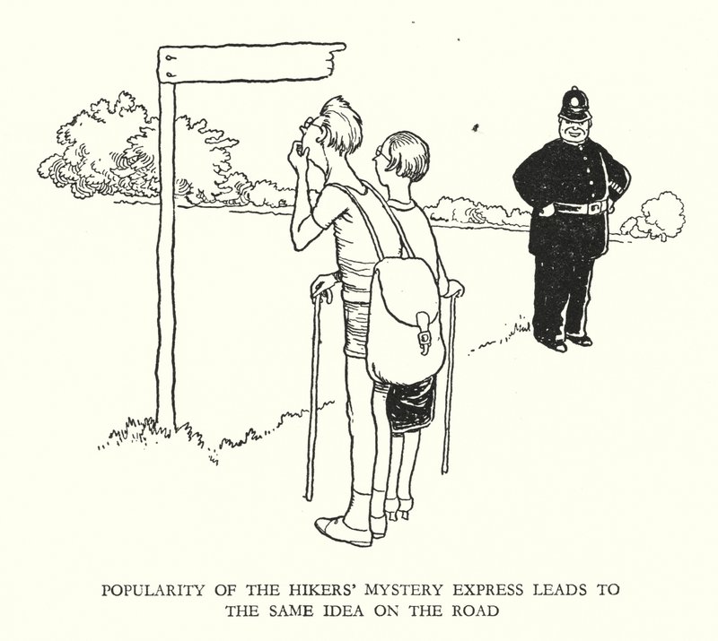 Illustration til Railway Ribaldry af W Heath Robinson (litho) af William Heath Robinson