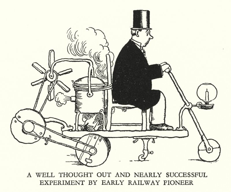 Illustration til Railway Ribaldry af W Heath Robinson (litho) af William Heath Robinson