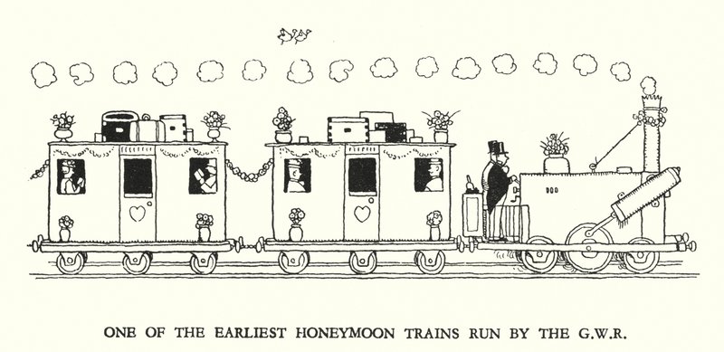 Illustration til Railway Ribaldry af W Heath Robinson (litho) af William Heath Robinson