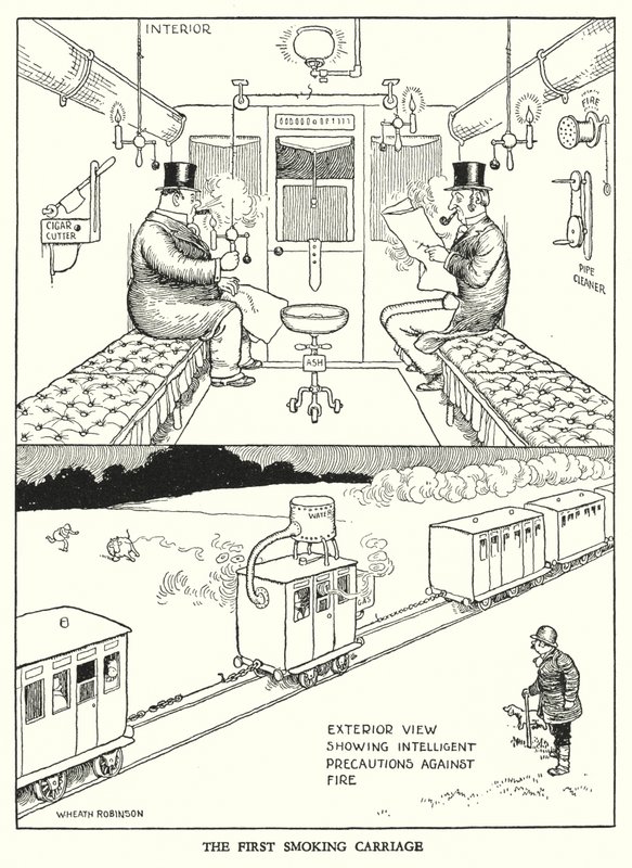 Illustration til Railway Ribaldry af W Heath Robinson (litho) af William Heath Robinson