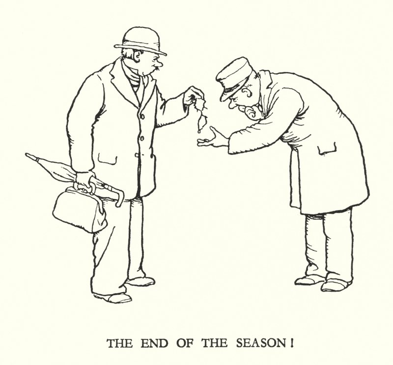 Illustration til Railway Ribaldry af W Heath Robinson (litho) af William Heath Robinson