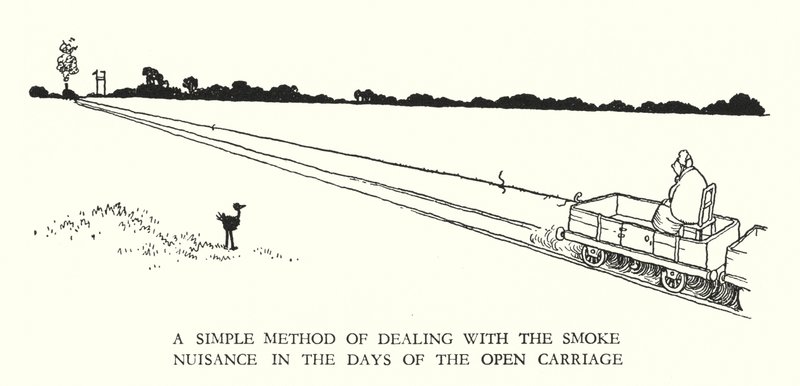 Illustration til Railway Ribaldry af W Heath Robinson (litho) af William Heath Robinson