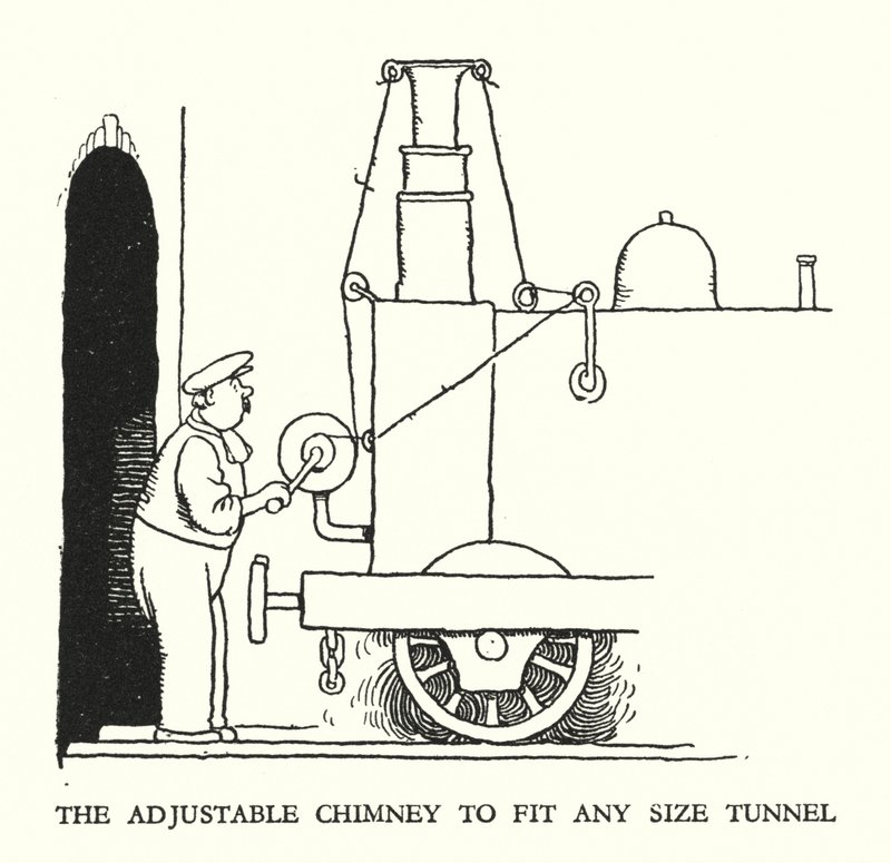 Illustration til Railway Ribaldry af W Heath Robinson (litho) af William Heath Robinson