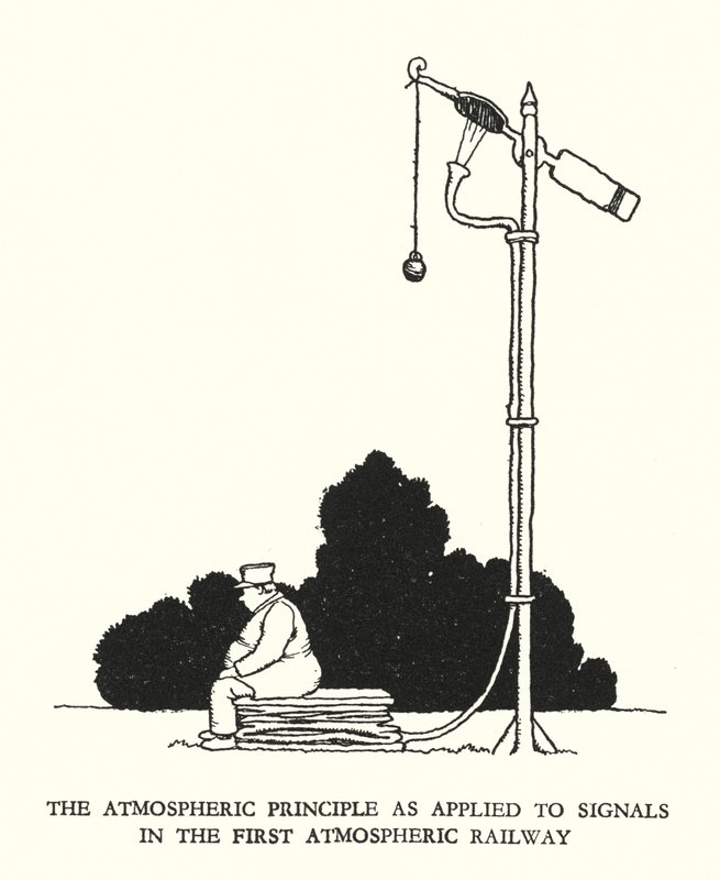 Illustration til Railway Ribaldry af W Heath Robinson (litho) af William Heath Robinson