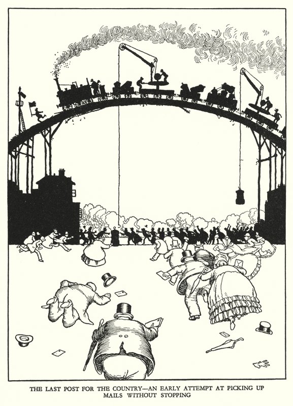 Illustration til Railway Ribaldry af W Heath Robinson (litho) af William Heath Robinson
