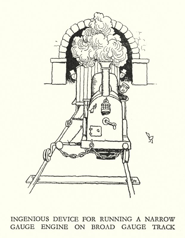 Illustration til Railway Ribaldry af W Heath Robinson (litho) af William Heath Robinson