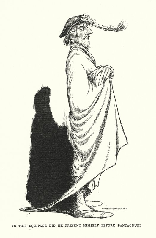 I denne udrustning præsenterede han sig for Pantagruel (litho) af William Heath Robinson