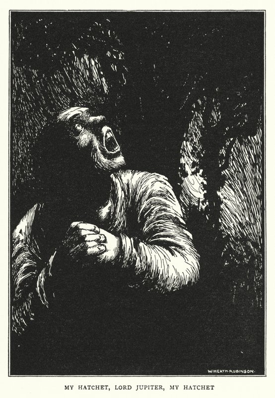 Min økse, Lord Jupiter, min økse (litho) af William Heath Robinson