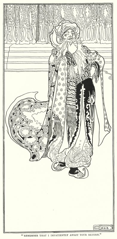 "Husk, at jeg utålmodigt venter på din tilbagevenden" (gravering) af William Heath Robinson