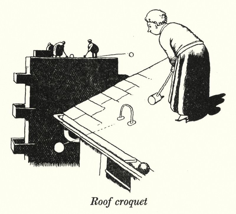 Tagkroket (litho) af William Heath Robinson