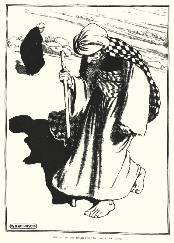 Tag afsted i varm hast til Kinas hovedstad (gravering) af William Heath Robinson