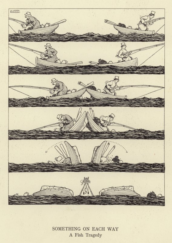Noget på hver vej, en fisketragedie af William Heath Robinson