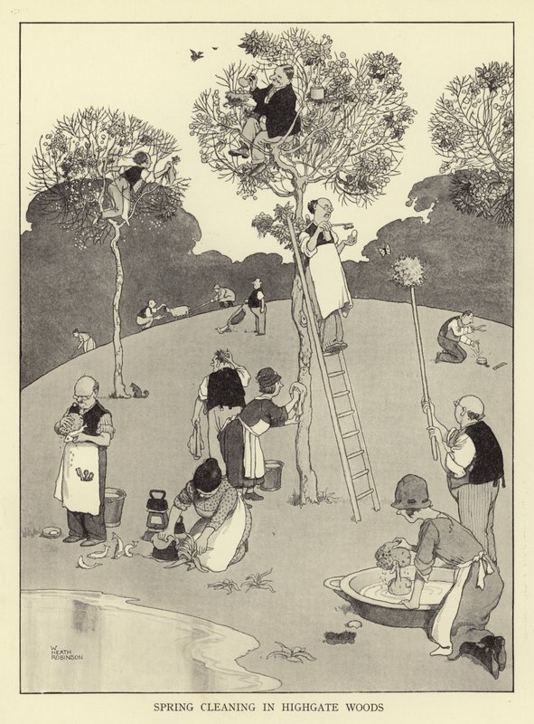 Forårsrengøring i Highgate woods af William Heath Robinson