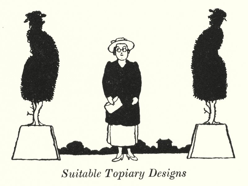Egnede topiary-designs (litho) af William Heath Robinson