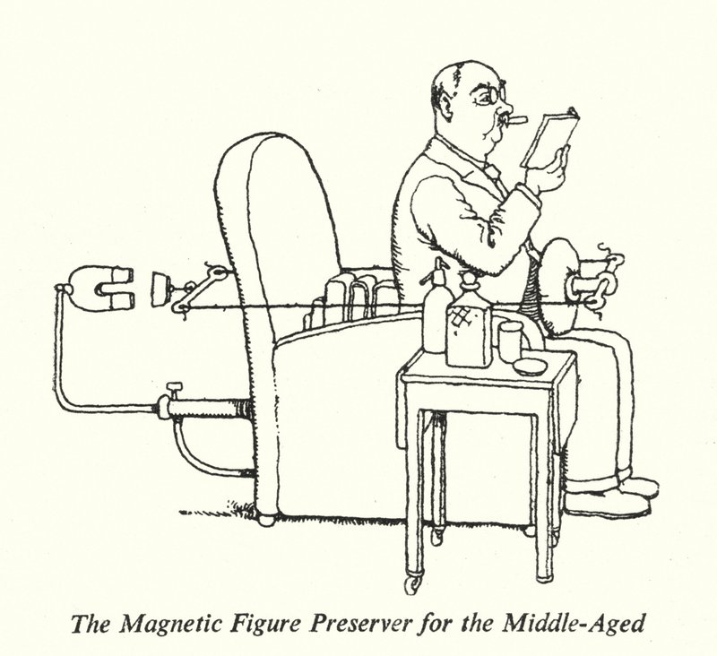 Den magnetiske figurbeskytter for middelalderen (litho) af William Heath Robinson