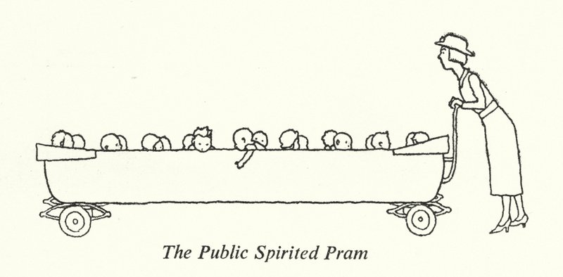 The Public Spirited Pram (litho) af William Heath Robinson