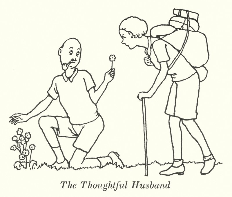 Den eftertænksomme ægtemand (litho) af William Heath Robinson