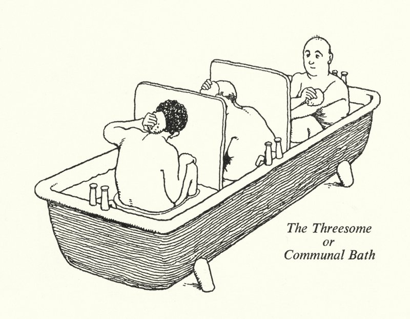 Trekanten eller fællesbadet (litho) af William Heath Robinson