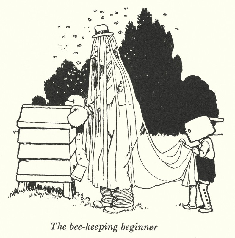 Biavlerbegynderen (litho) af William Heath Robinson