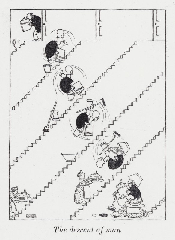 Menneskets afstamning (litho) af William Heath Robinson