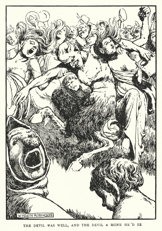 Djævelen havde det godt, og djævelen en munk han ville være (litho) af William Heath Robinson