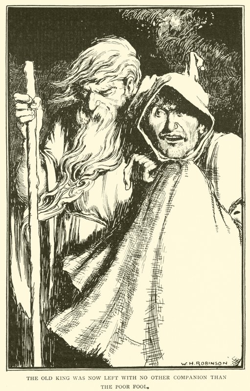 Den gamle konge stod nu uden anden følgesvend end den stakkels tåbe af William Heath Robinson