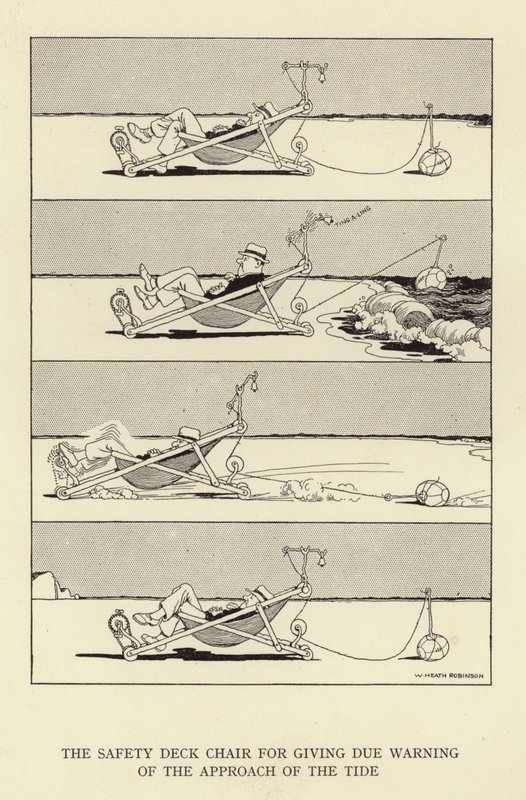 Sikkerhedsdæksstolen til at give behørig advarsel om, at tidevandet nærmer sig af William Heath Robinson