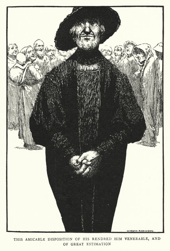 Denne mindelige indstilling af hans gjorde ham ærværdig og af stor vurdering (litho) af William Heath Robinson