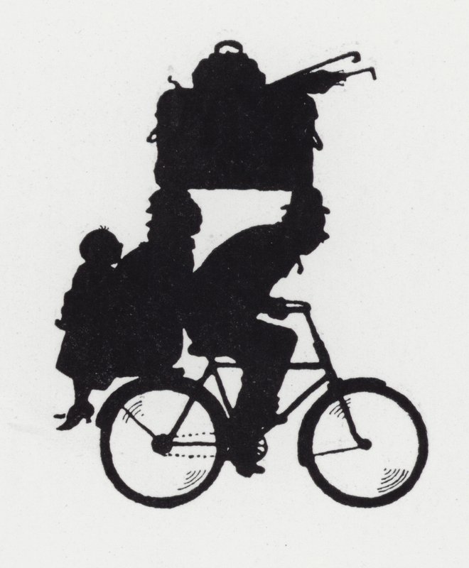 Ture med familien på cykel (litho) af William Heath Robinson
