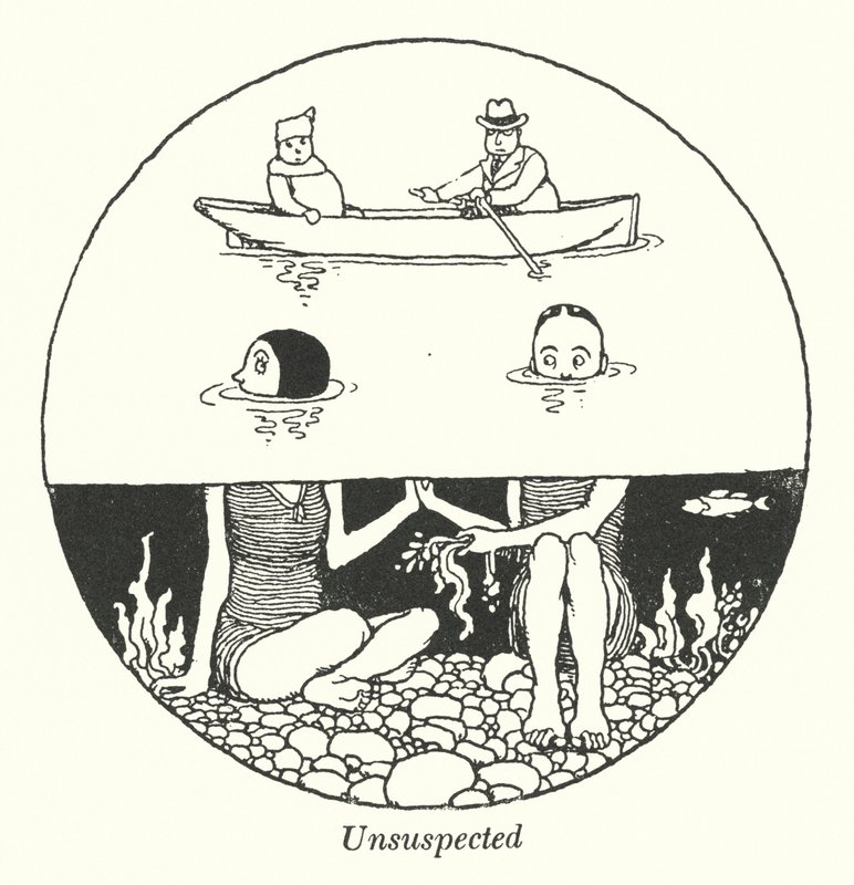 Ikke mistænkt (litho) af William Heath Robinson