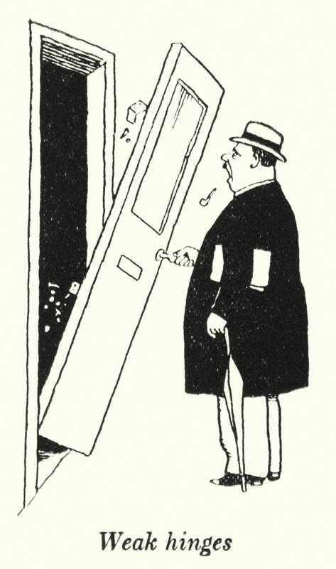 Svage hængsler (litho) af William Heath Robinson