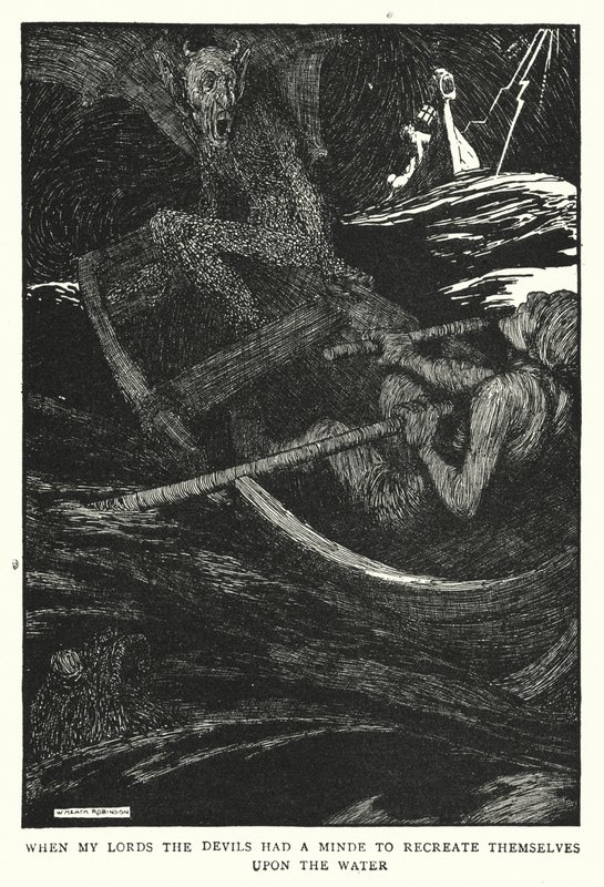 Da mine herrer, djævle havde en mening om at genskabe sig selv på vandet (litho) af William Heath Robinson