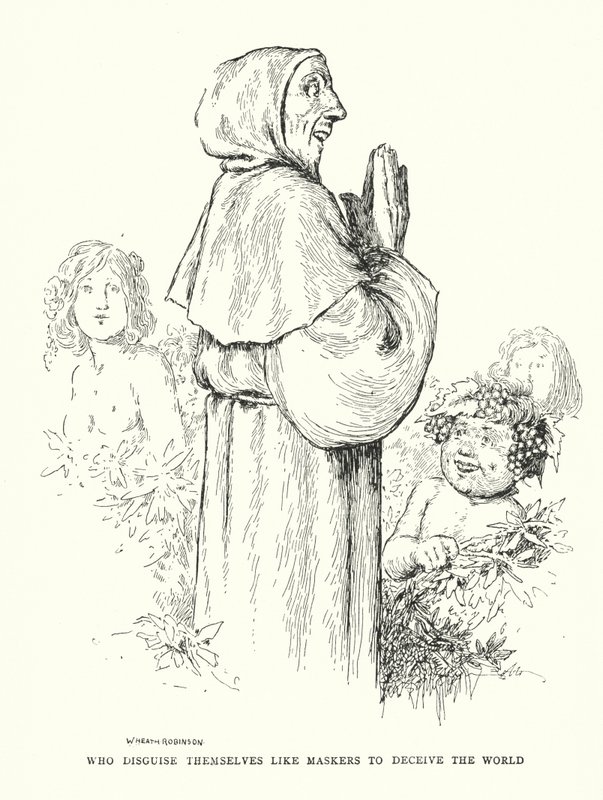 Som forklæder sig som maskerere for at bedrage verden (litho) af William Heath Robinson