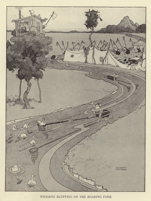 Widgeon bluffer på Roaring Fork af William Heath Robinson