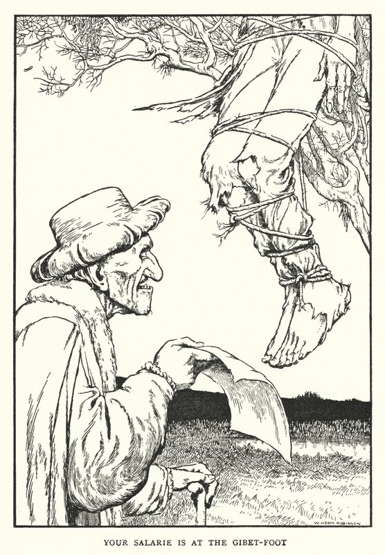 Din løn er på gibet-foden (litho) af William Heath Robinson