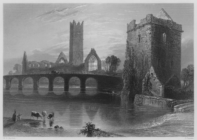 Abbey of Clare, Galway (gravering) af William Henry (after) Bartlett