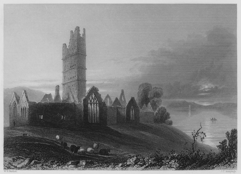 Abbey of Moyne (gravering) af William Henry (after) Bartlett