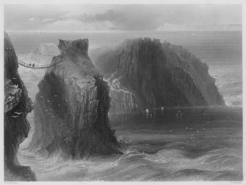 Carrick a Rede, County Antrim (gravering) af William Henry (after) Bartlett
