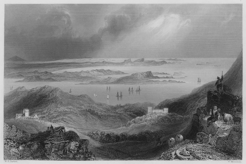 Clifden Castle, Connemara (gravering) af William Henry (after) Bartlett