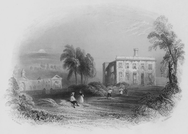 Dangan Castle, fødestedet for hans nåde, hertugen af Wellington (gravering) af William Henry (after) Bartlett