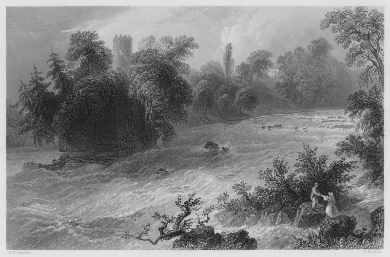 Doonass Rapids, nær Castle Connell, på Shannon (gravering) af William Henry (after) Bartlett