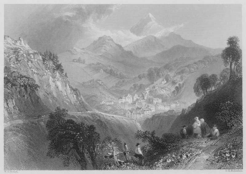 Enniskerry, nær Dublin (gravering) af William Henry (after) Bartlett