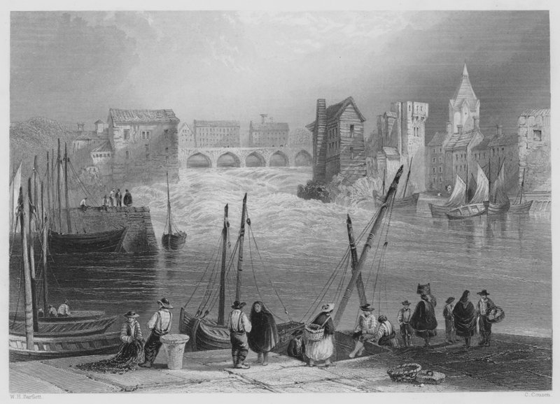 Galway, fra Gladdagh (gravering) af William Henry (after) Bartlett