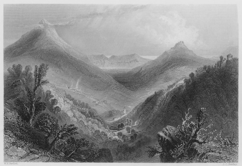 Glen of the Downs (gravering) af William Henry (after) Bartlett