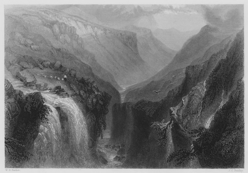 Leder af Glenmalure, County Wicklow (gravering) af William Henry (after) Bartlett
