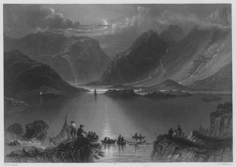 Head of the Killeries, Connemara (gravering) af William Henry (after) Bartlett