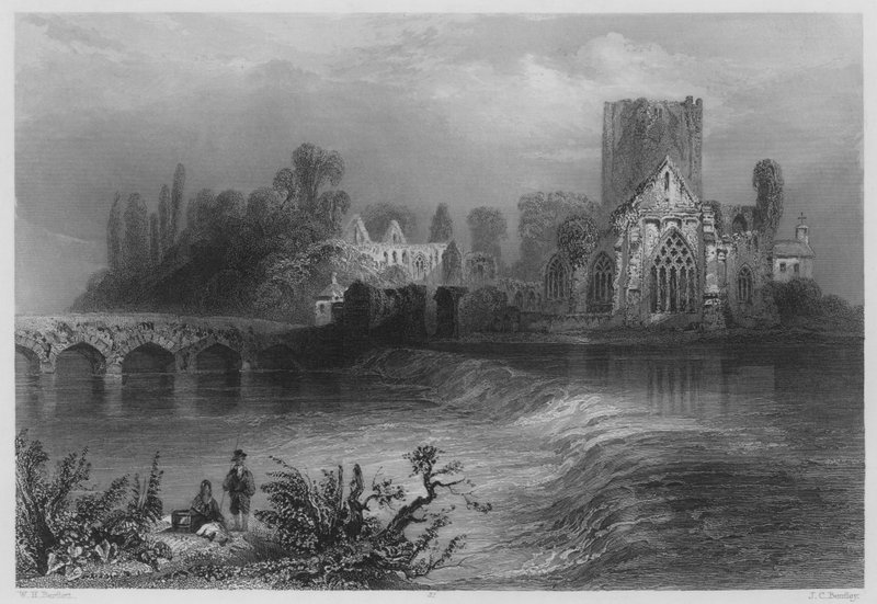 Holy-Cross Abbey, på Suir (gravering) af William Henry (after) Bartlett